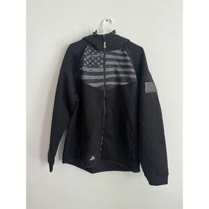 Freedom Industries Mens XL Black American Flag Full Zip Tactical Hoodie Camo